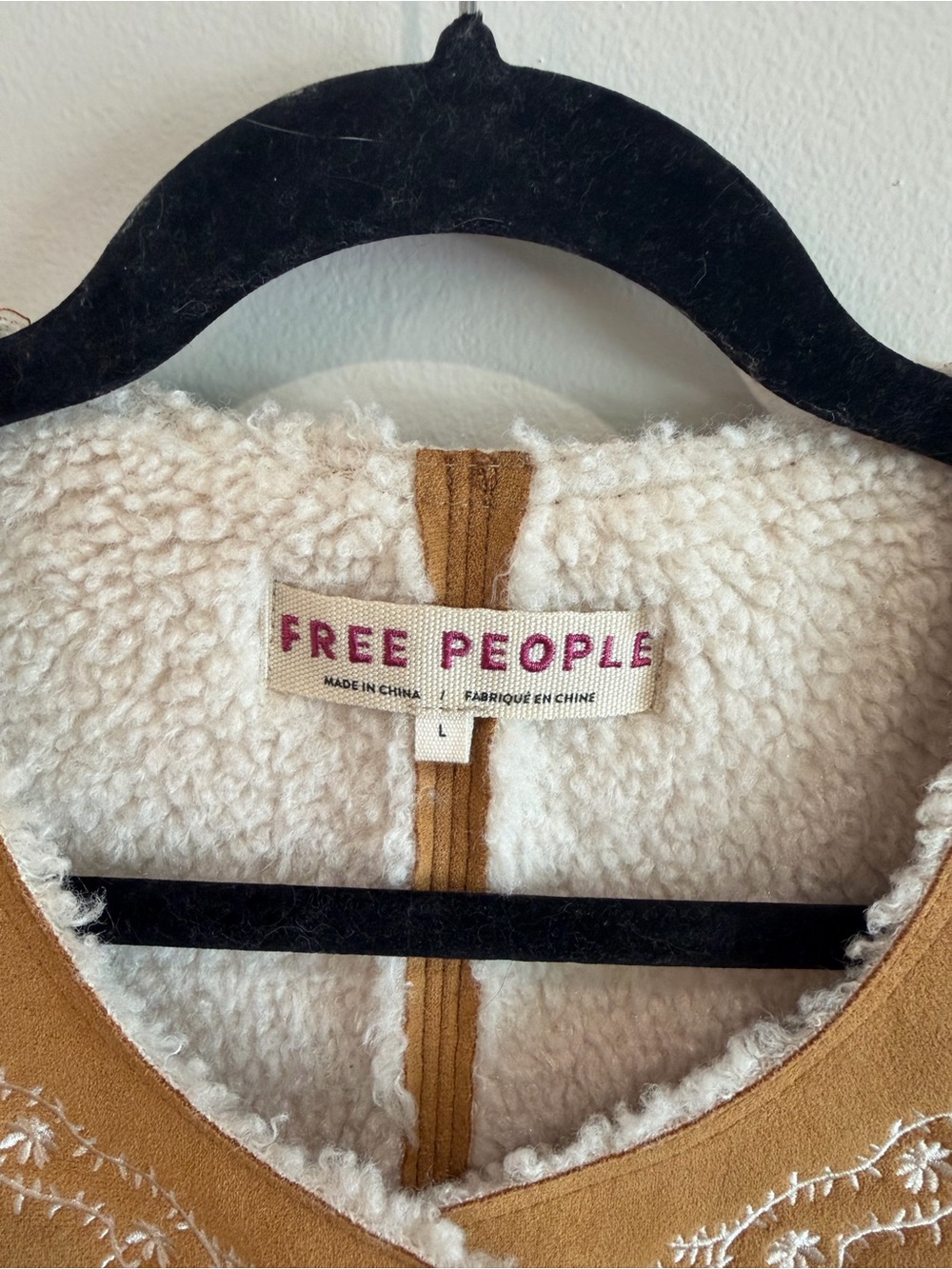 Free People Camel Embroidered Sherpa Vest - Picture 3 of 3